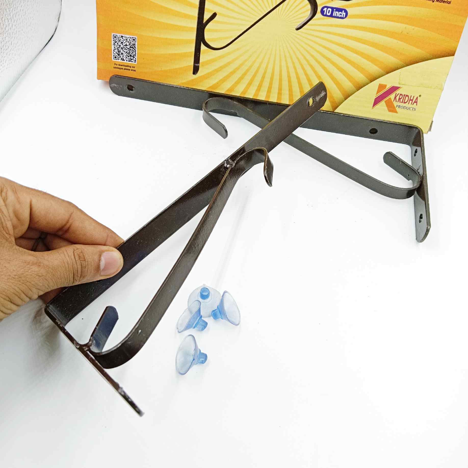 L clamp brown coated 2pc pack with vaccum bush for glass and plywood 6",8".10",12" (1279)