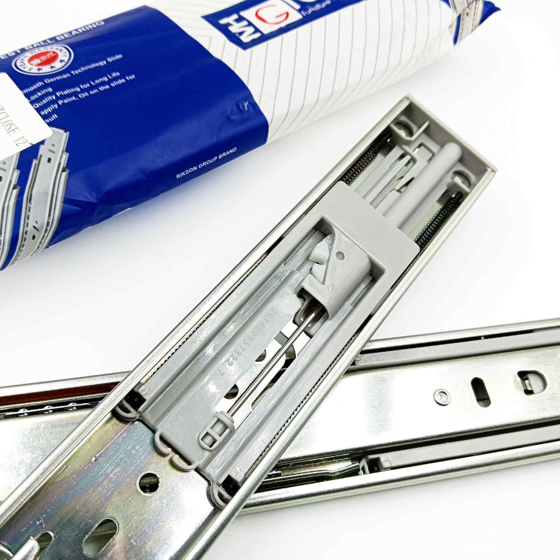 Telescopic channel soft close 35kg capacity drawer channel zinc heavy ball bearing12",14",16",18",20"( MH groove) (1412)