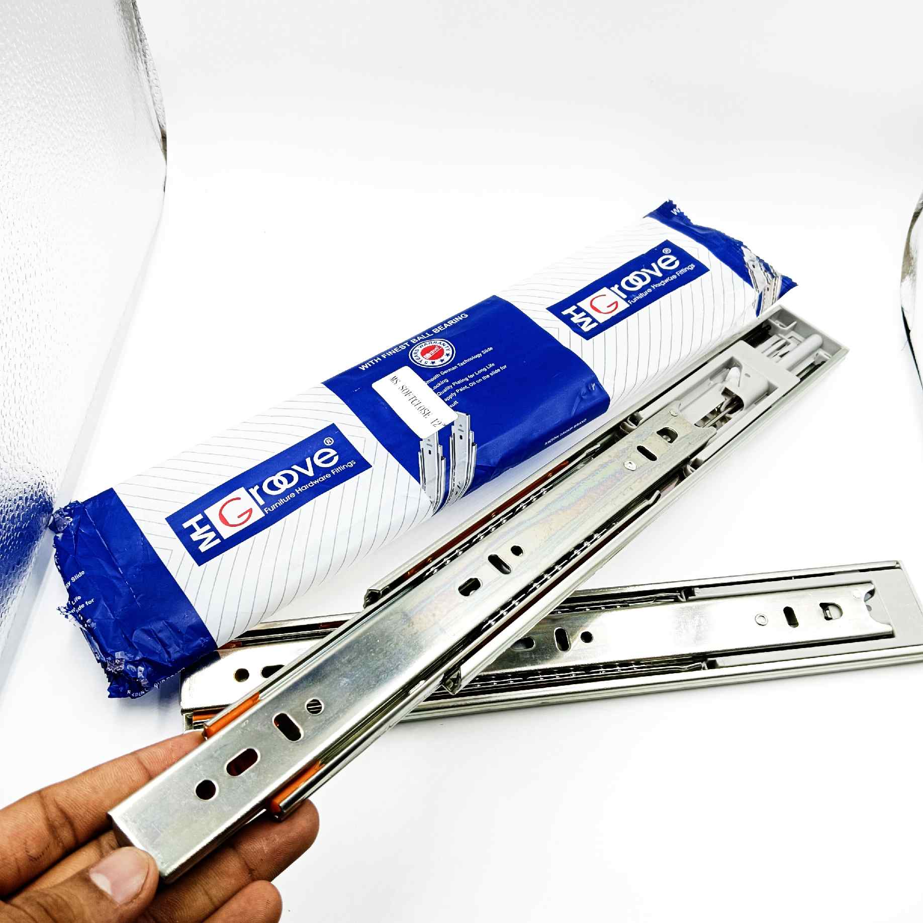 Telescopic channel soft close 35kg capacity drawer channel zinc heavy ball bearing12",14",16",18",20"( MH groove) (1412)