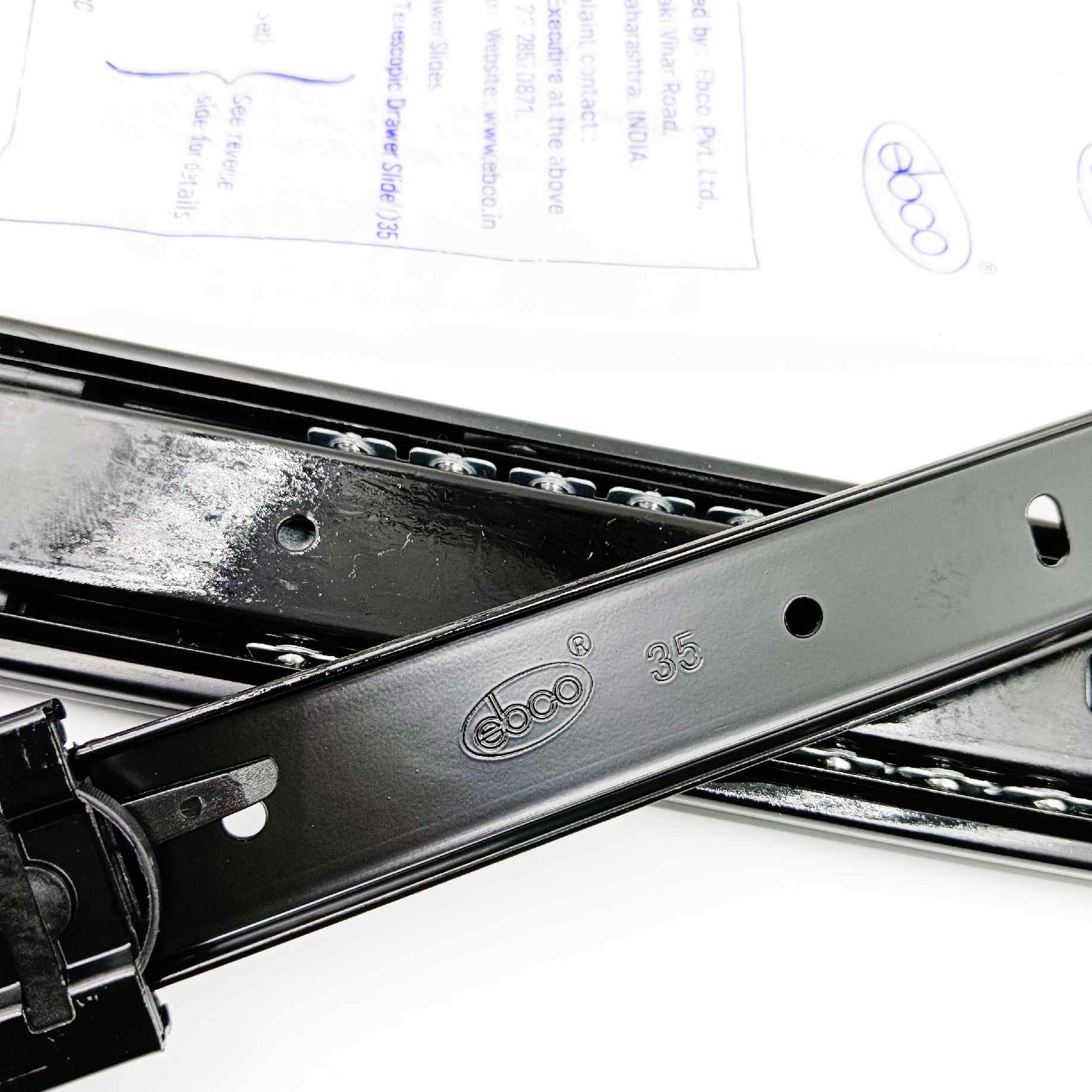 Ebco Telescopic channel 35kg capacity drawer channel black heavy ball bearing 10",12",14",16",18",20",22",24" (1413)