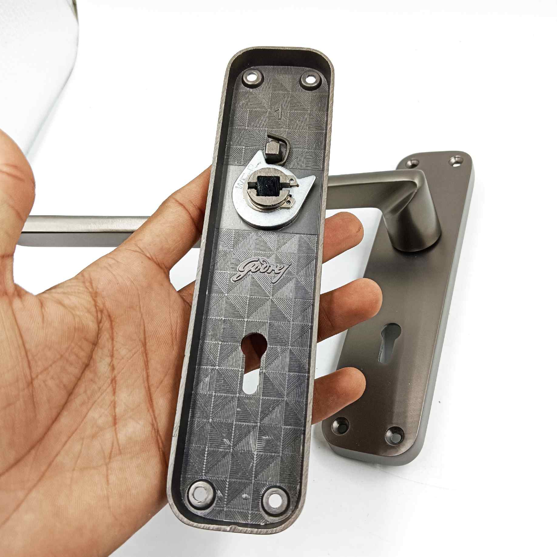 Godrej mortise lock grey 7inch 6332 ELC10MBN 1year warrenty door handle with lock set (1525)