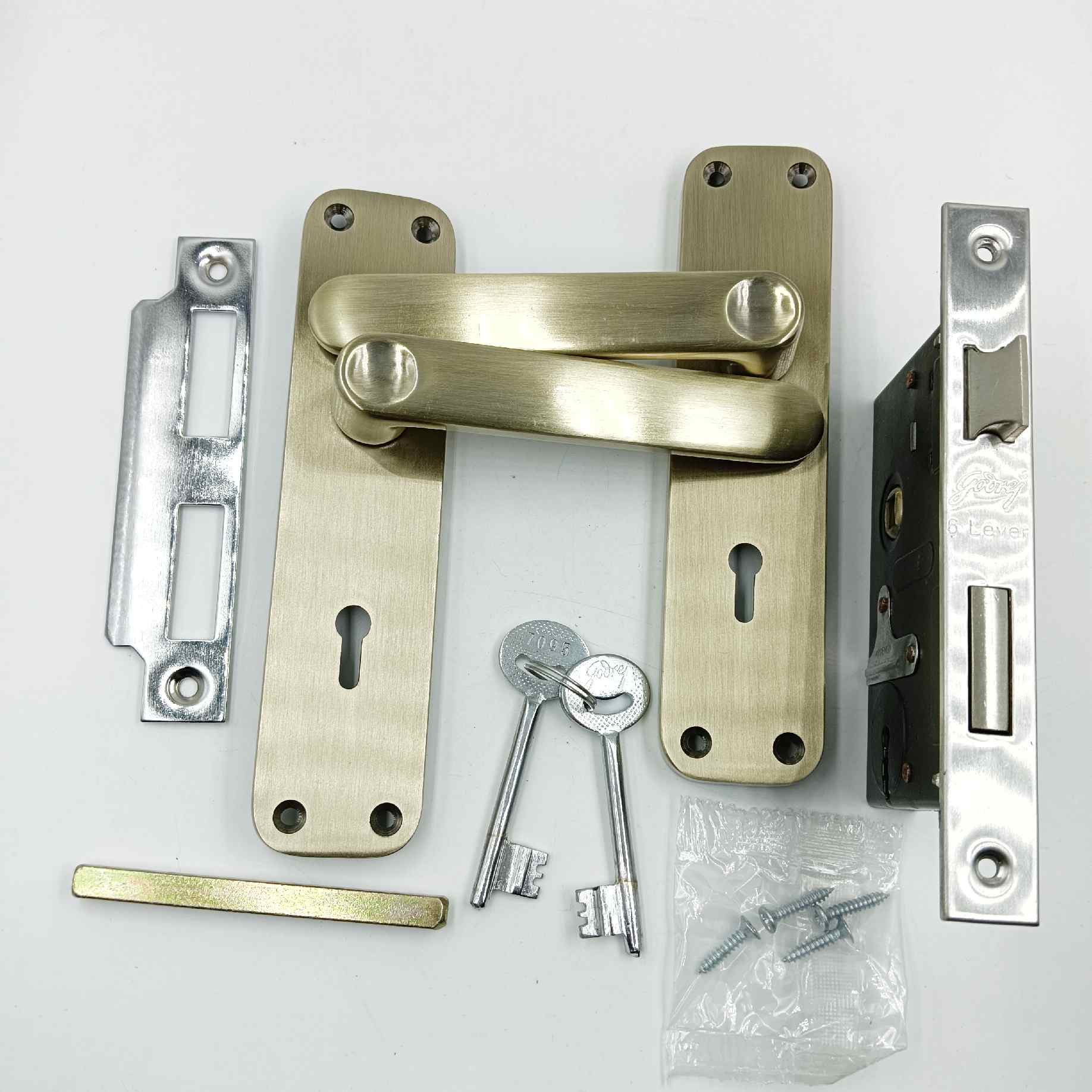 Godrej mortise lock antique 7inch 6326 ELC09AB 1year warrenty door handle with lock set (1524)