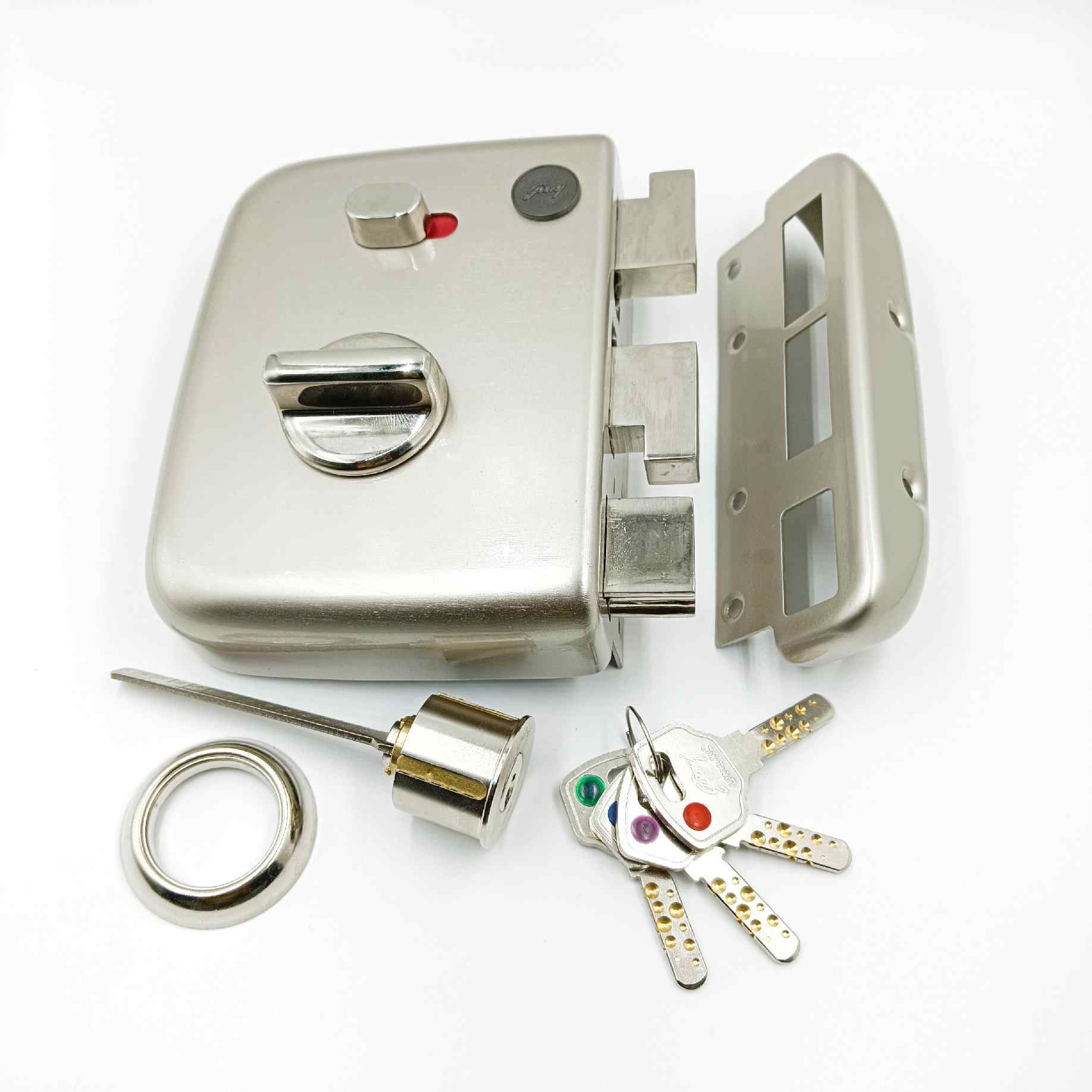Godrej maindoor lock 4451 centaur for double doors 5 years warranty satin finish free installation (1542)
