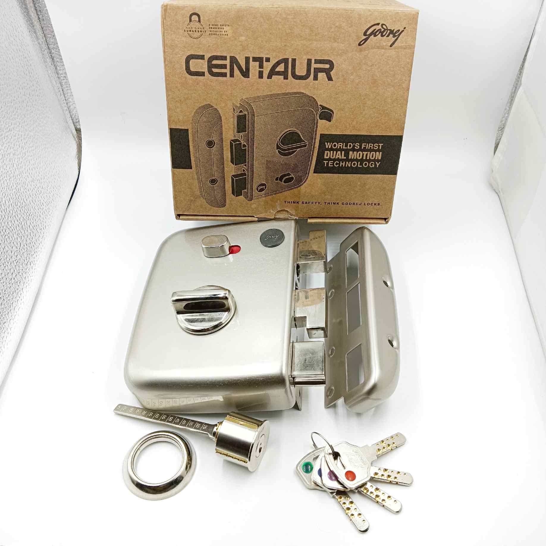 Godrej maindoor lock 4451 centaur for double doors 5 years warranty satin finish free installation (1542)
