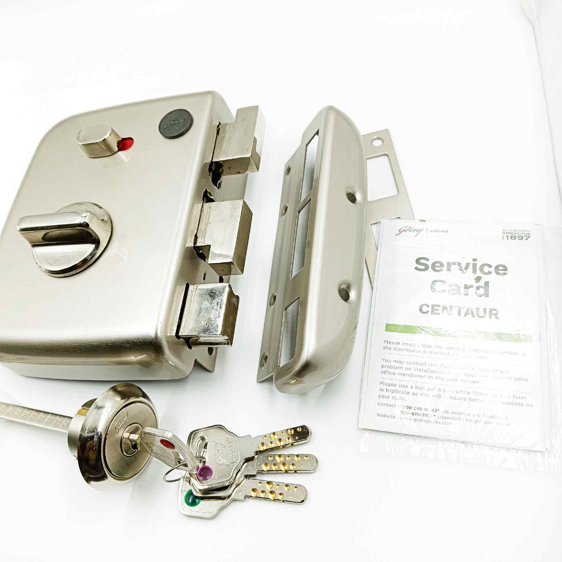 Godrej maindoor lock 4451 centaur for double doors 5 years warranty satin finish free installation (1542)