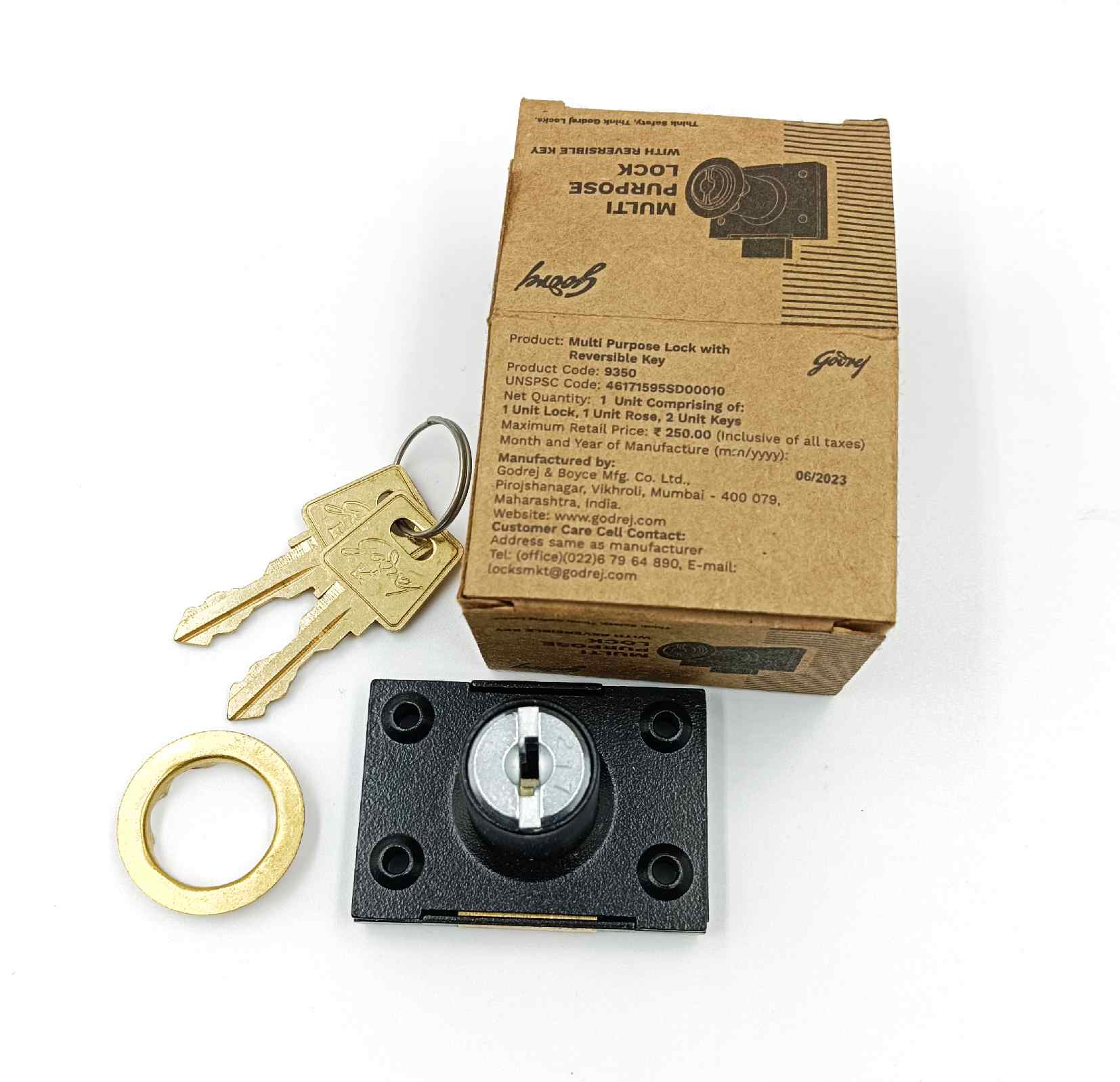 Godrej drawer lock multi lock 9350 multipurpose lock black square 1 year warrenty (1551)