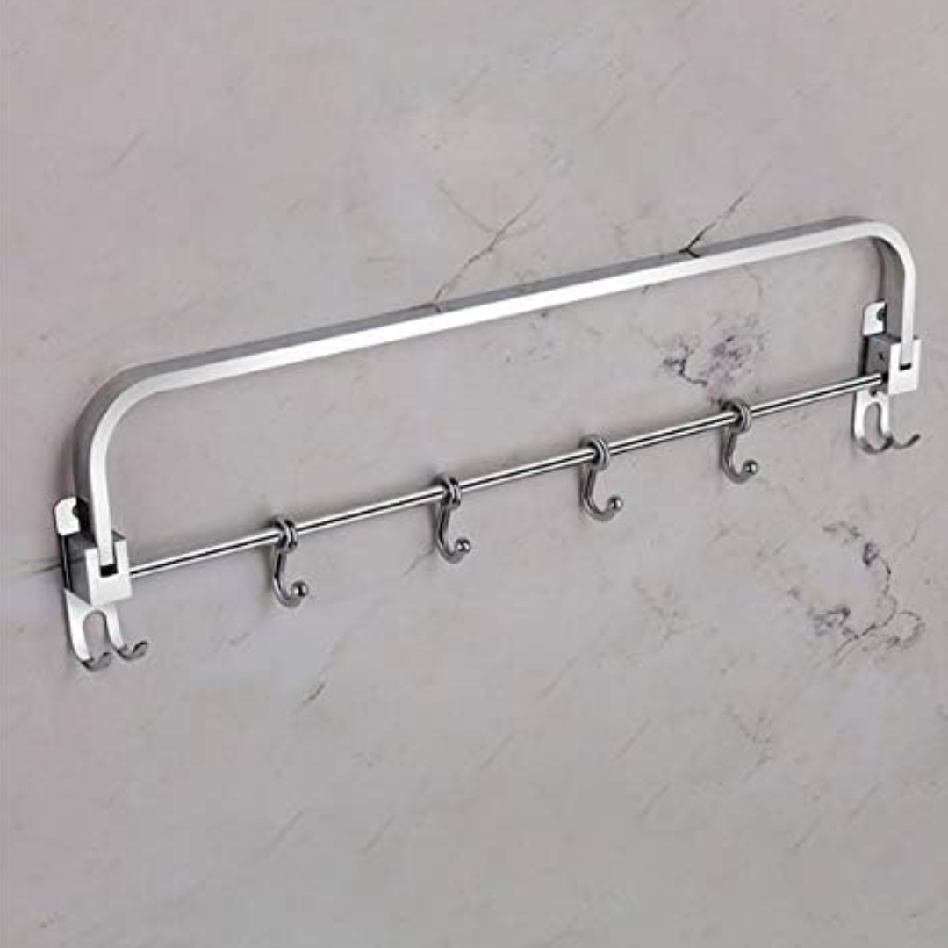 Folding towel rod with hooks for bathroom stainless steel 18",24" heavy (1585)