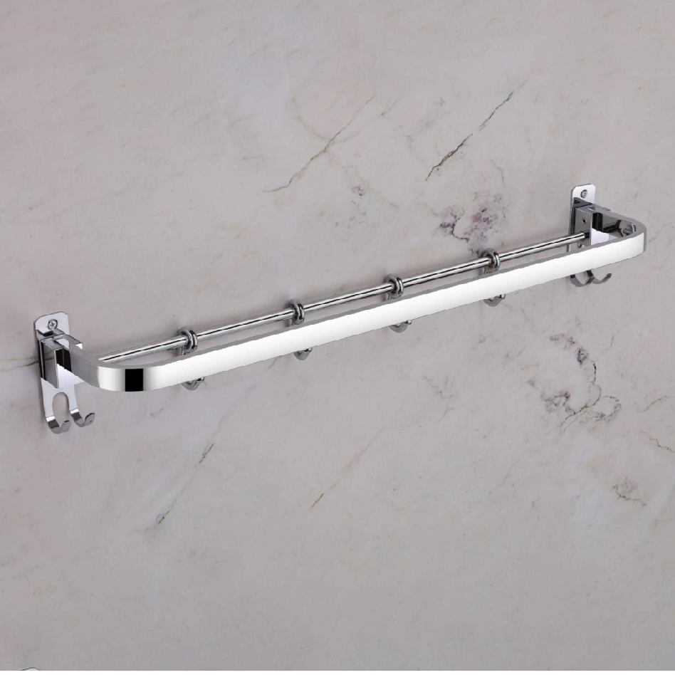 Folding towel rod with hooks for bathroom stainless steel 18",24" heavy (1585)