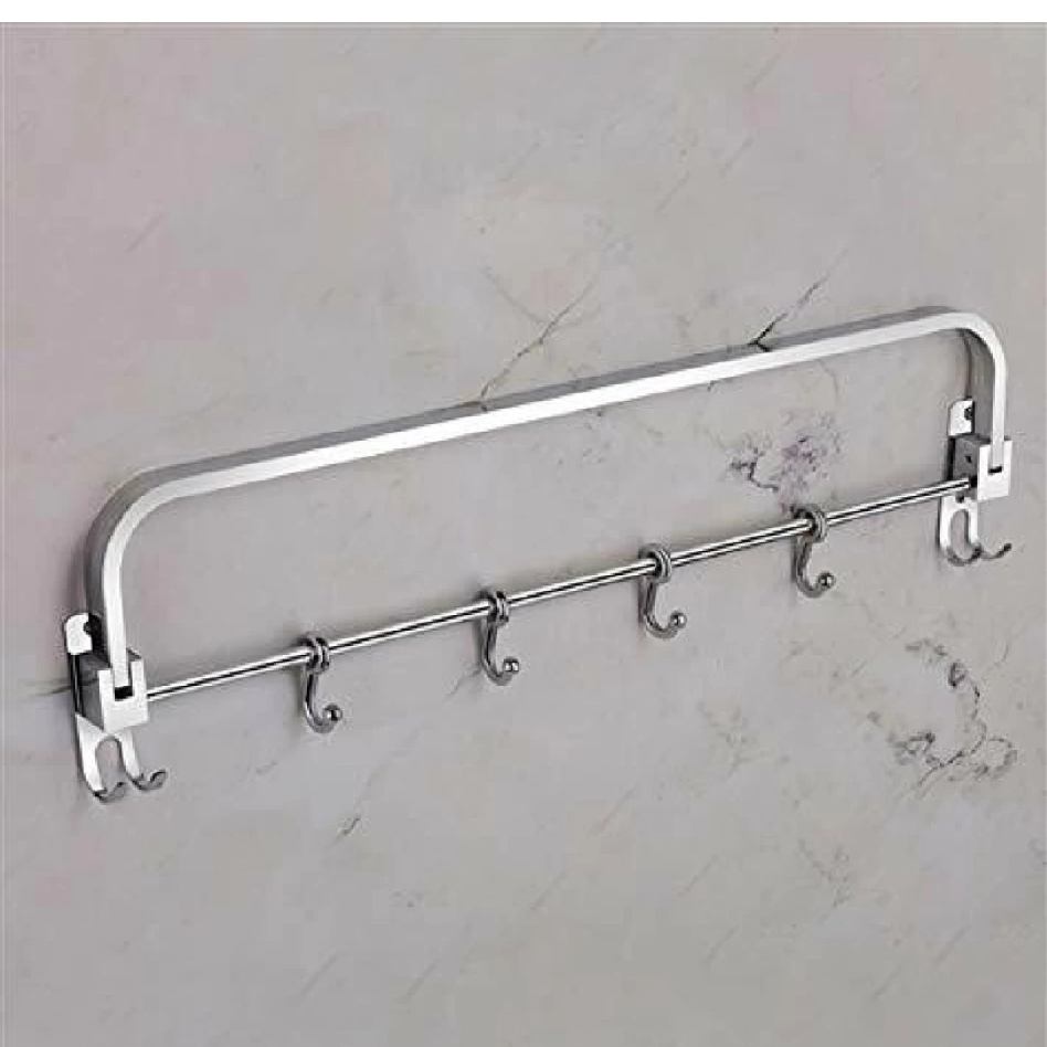 Folding towel rod with hooks for bathroom stainless steel 18",24" heavy (1585)