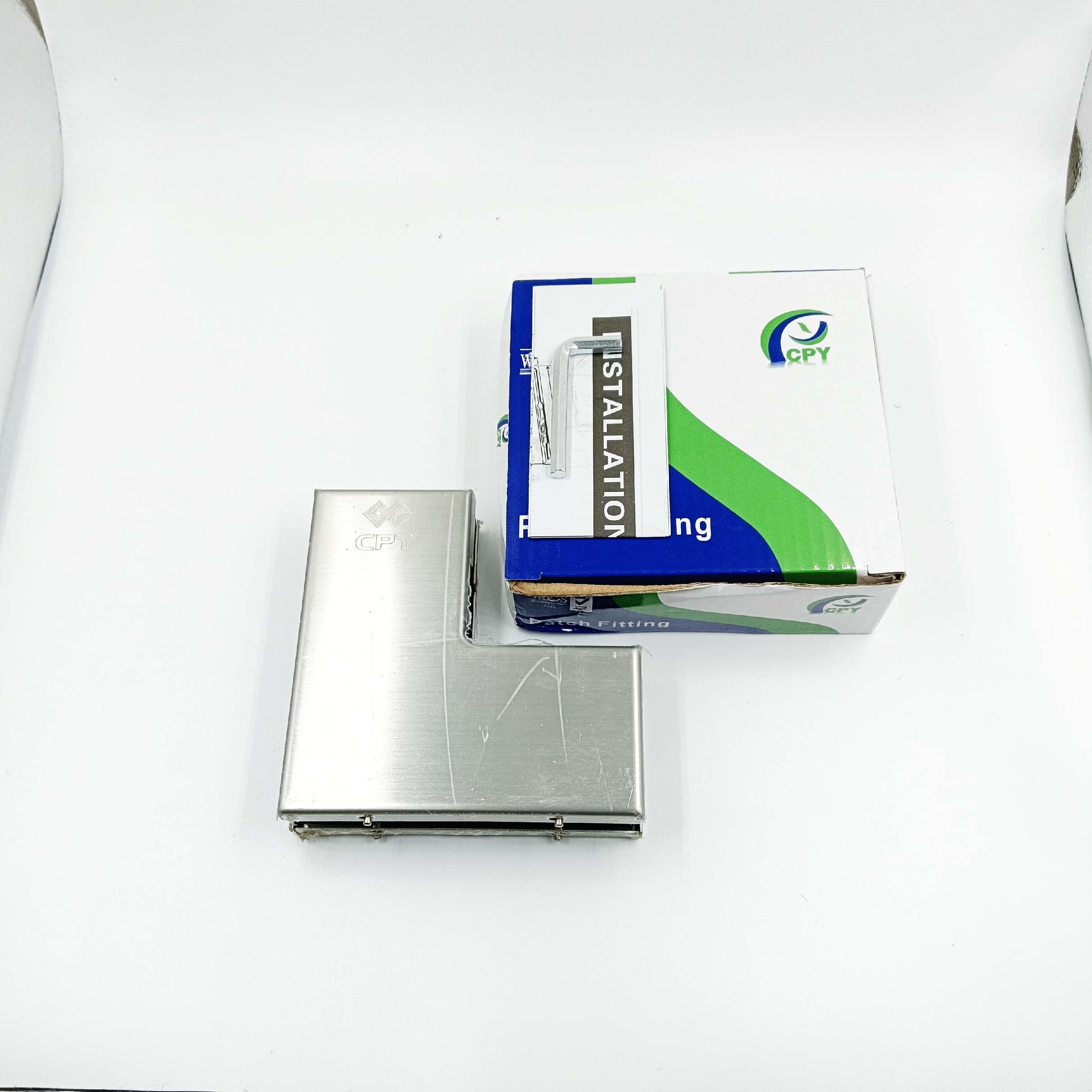 Small L Patch Connector Glass Door Fitting Accessories Heavy Stainless Steel 4"*4" for Tempered or toughened glass CPY (1662)