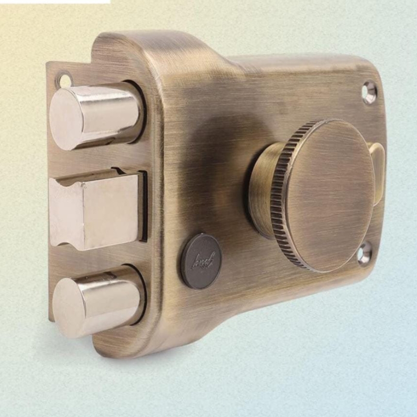 Godrej maindoor lock tri shaft 1ck 5123 brass antique 5 years warrenty  tribolt free installation (1552)