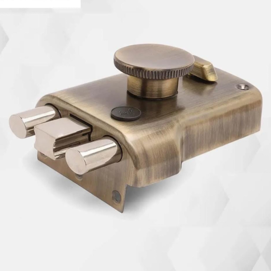 Godrej maindoor lock tri shaft 1ck 5123 brass antique 5 years warrenty  tribolt free installation (1552)