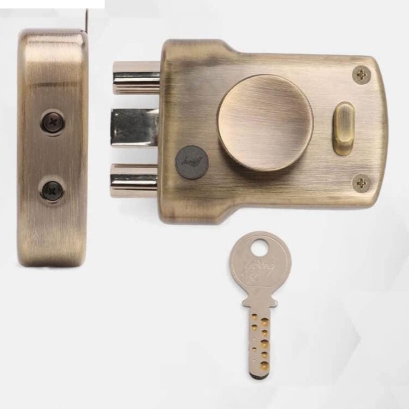 Godrej maindoor lock tri shaft 1ck 5123 brass antique 5 years warrenty  tribolt free installation (1552)
