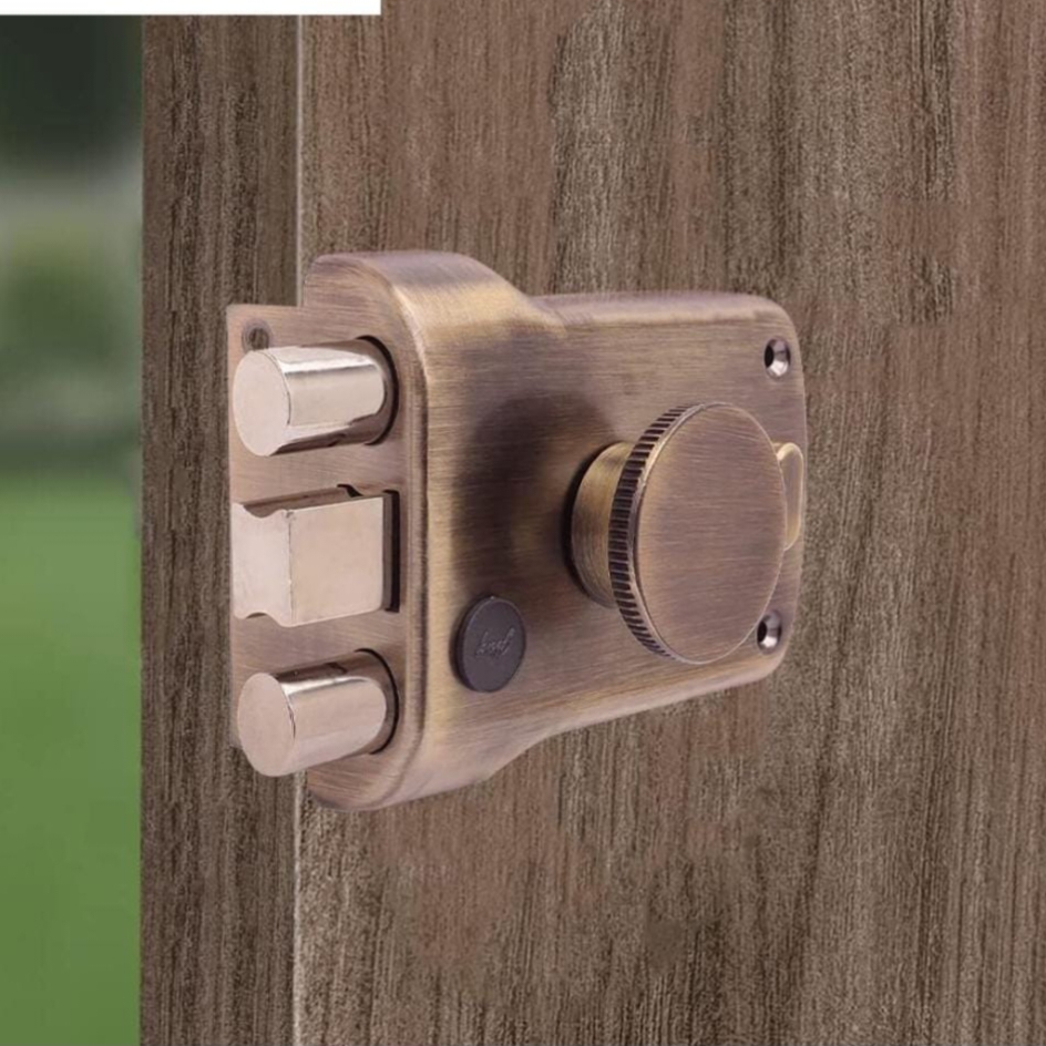 Godrej maindoor lock tri shaft 1ck 5123 brass antique 5 years warrenty  tribolt free installation (1552)