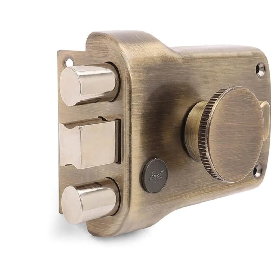 Godrej maindoor lock tri shaft 1ck 5123 brass antique 5 years warrenty  tribolt free installation (1552)