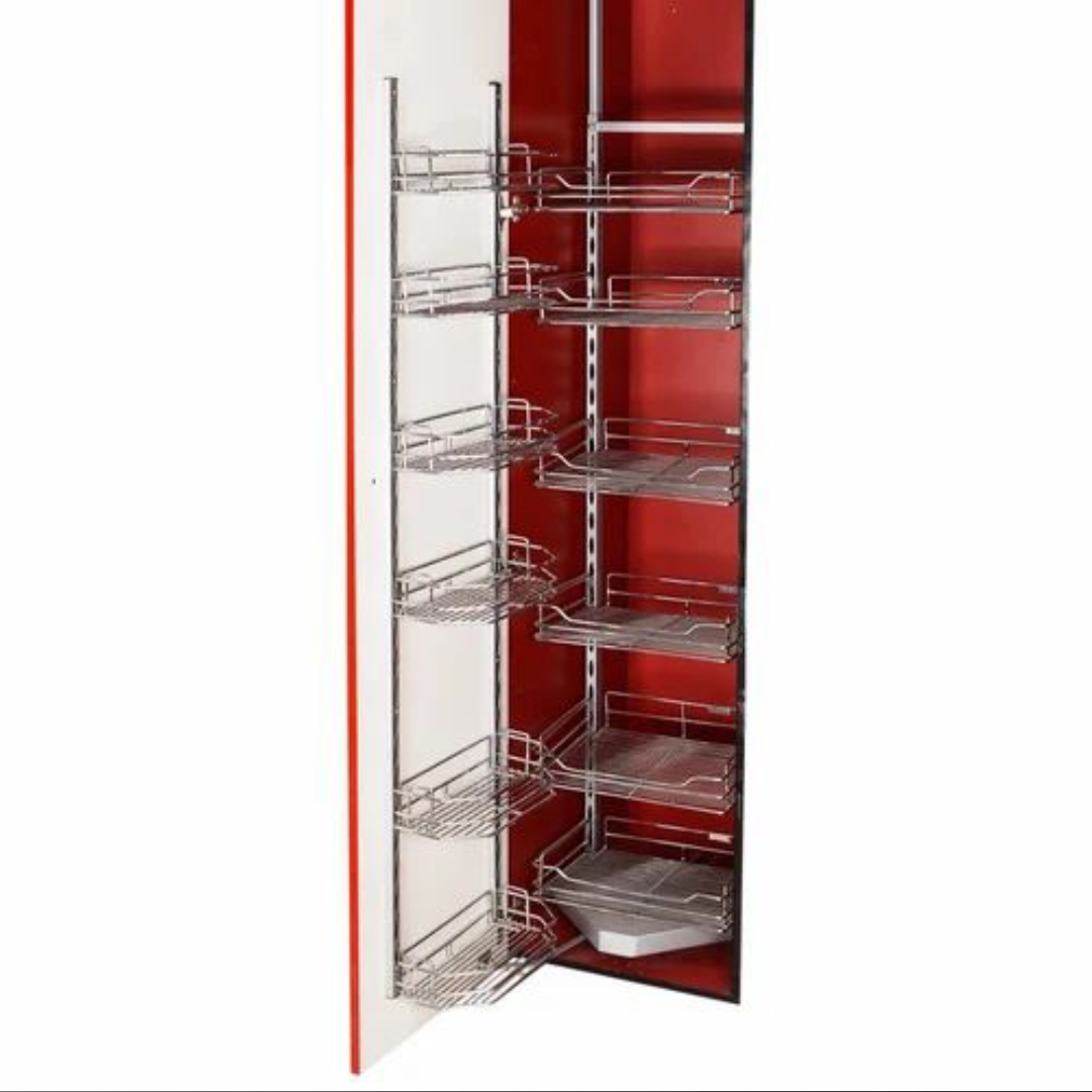Pantry Unit Storage System steel wired 6ft (Cabinet Width 450mm 12 Baskets) MH groove premium 5 years warrenty(Stainless Steel) soft close(1700)