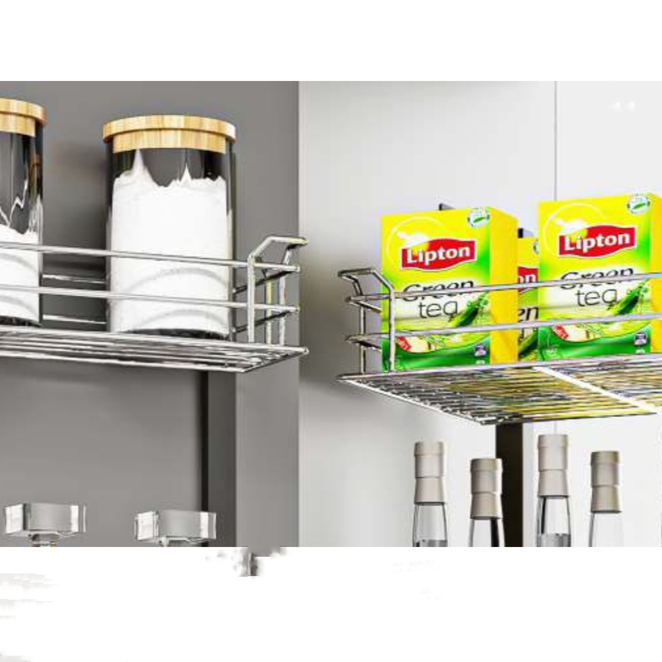 Pantry Unit Storage System steel wired 6ft (Cabinet Width 450mm 12 Baskets) MH groove premium 5 years warrenty(Stainless Steel) soft close(1700)