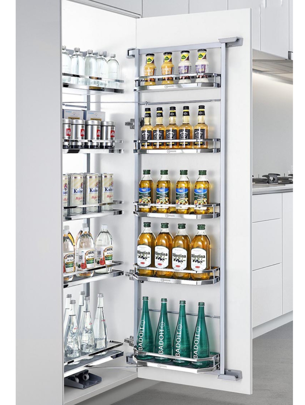 Pantry Unit Storage System steel flatline white sheet base 6ft (Cabinet Width 450mm 12 Baskets) MH groove premium 5 years warrenty soft close(1701)