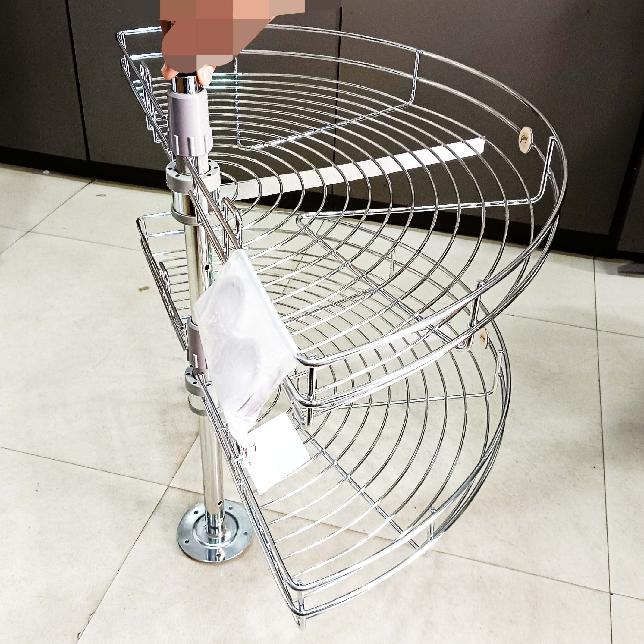 Godrej D Tray corner wire Basket Stainless Steel, 650mm diameter Modular Kitchen Cabinets (1730)