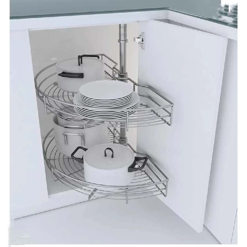 Godrej D Tray corner wire Basket Stainless Steel, 650mm diameter Modular Kitchen Cabinets (1730)
