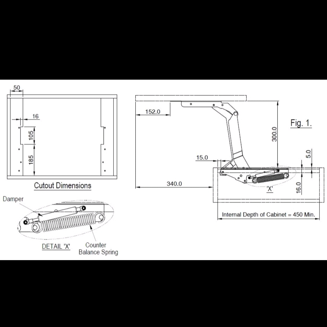 Ebco table lift 200 with damper softclose Lift-up top Coffee Table, Furniture Hardware Fitting Support Frame TL-200 (2325)