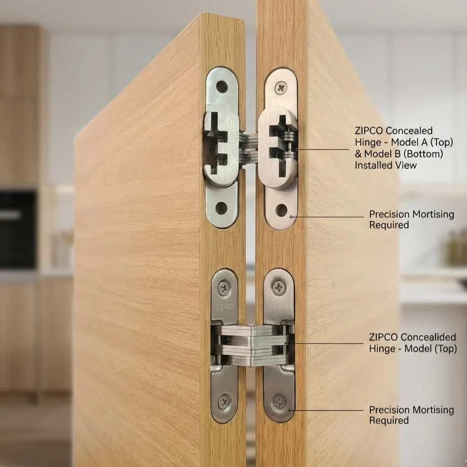 Concealed door hinge for hidden door 4/2/CDH5 (70mm*16mm)  SOS hinge steel finish set of 2pcs Zipco(ebco)(2919)