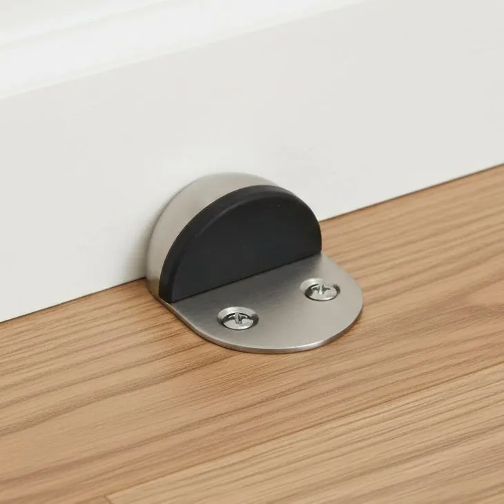 Steel Floor Door Stopper 1 Inch - Heavy Duty with Protective Rubber Bush For Glass OR Wooden Doors (2501)
