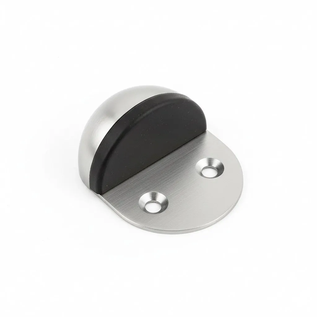 Steel Floor Door Stopper 1 Inch - Heavy Duty with Protective Rubber Bush For Glass OR Wooden Doors (2501)