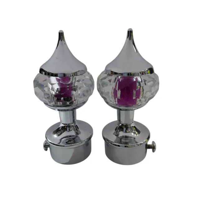 Curtain bracket steel crome finish with crystal glass diamond model (pack of 2pc bracket only) D-9066 (2816)