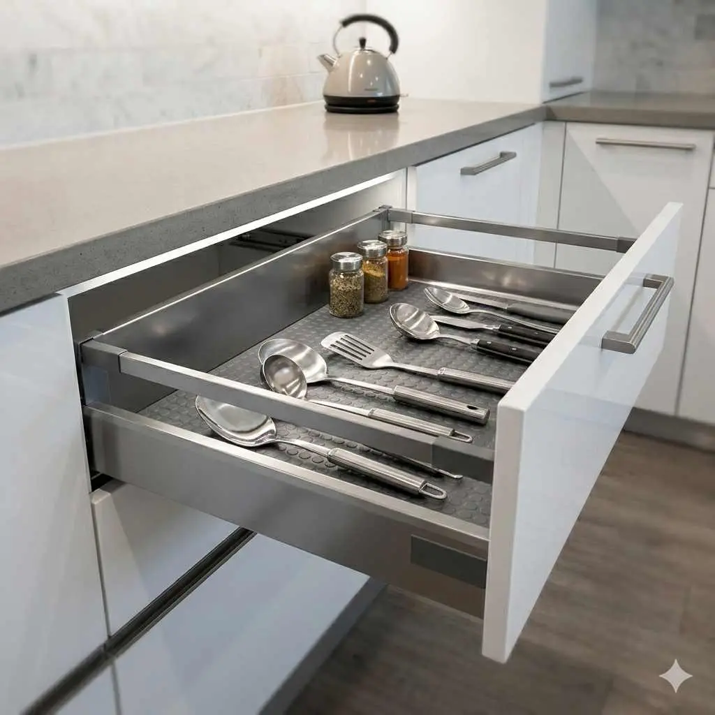 Anti Slip Rubber Matt for Kitchen Tandem, Drawer baskets etc | Round Bump Dots (500mm width) (1 Meter length) (1678)