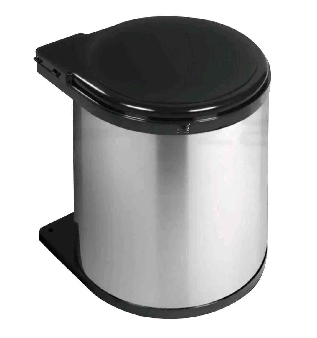 Auto Lid Dustbin 8 Ltr Stainless Steel Silver and Black Garbage Bin for Modular Kitchen Cabinets (2885)