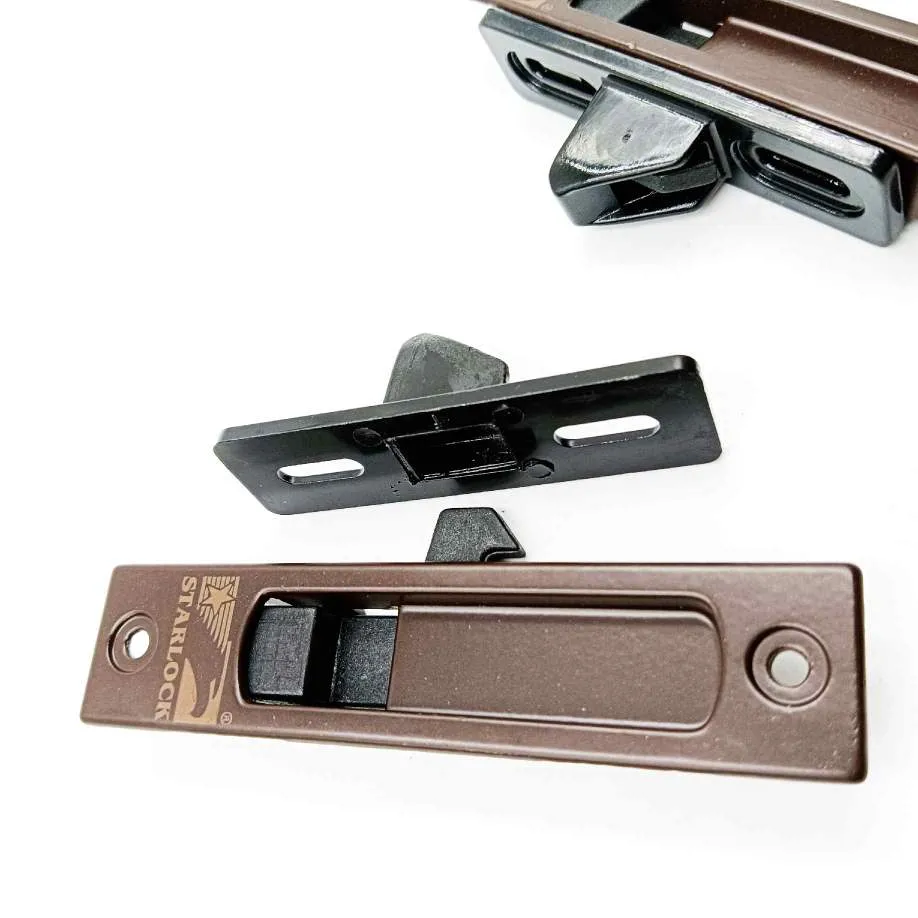 Starlock Aluminium Sliding Window Concealed Lock | set of 2 Pcs (left and right) | Brown Powder Coated 4" (1387)
