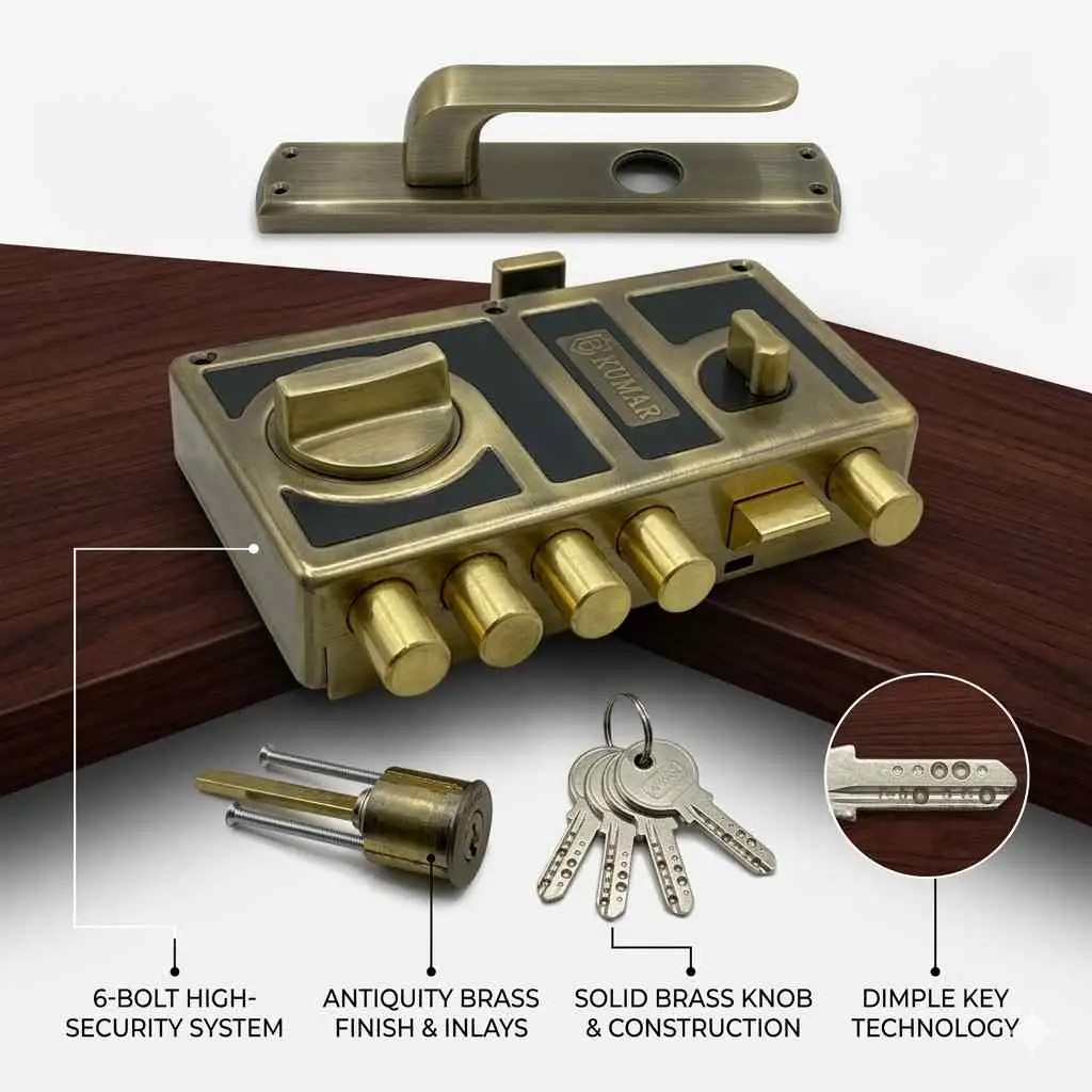 Boss Maindoor Lock With Mortise Handle Ultra Titan Bolt Antique Finish UTLH7511AB(left) and UTRH7511AB(right) 15 years warrenty (1034)