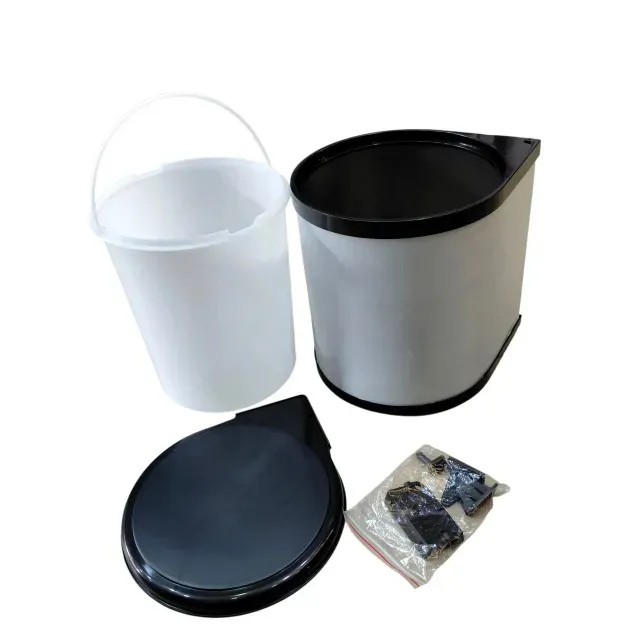 Auto Lid Dustbin 8 Ltr Stainless Steel Silver and Black Garbage Bin for Modular Kitchen Cabinets (2885)