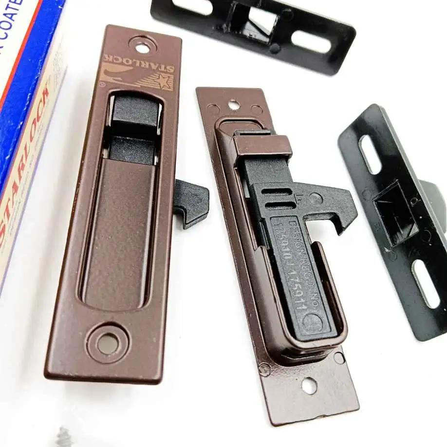 Starlock Aluminium Sliding Window Concealed Lock | set of 2 Pcs (left and right) | Brown Powder Coated 4" (1387)