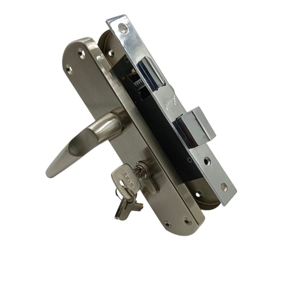 Godrej cylindrical Mortise lock 7750 satin finish door handle with lock set  175mm 1 years warrenty ultra key (2320)
