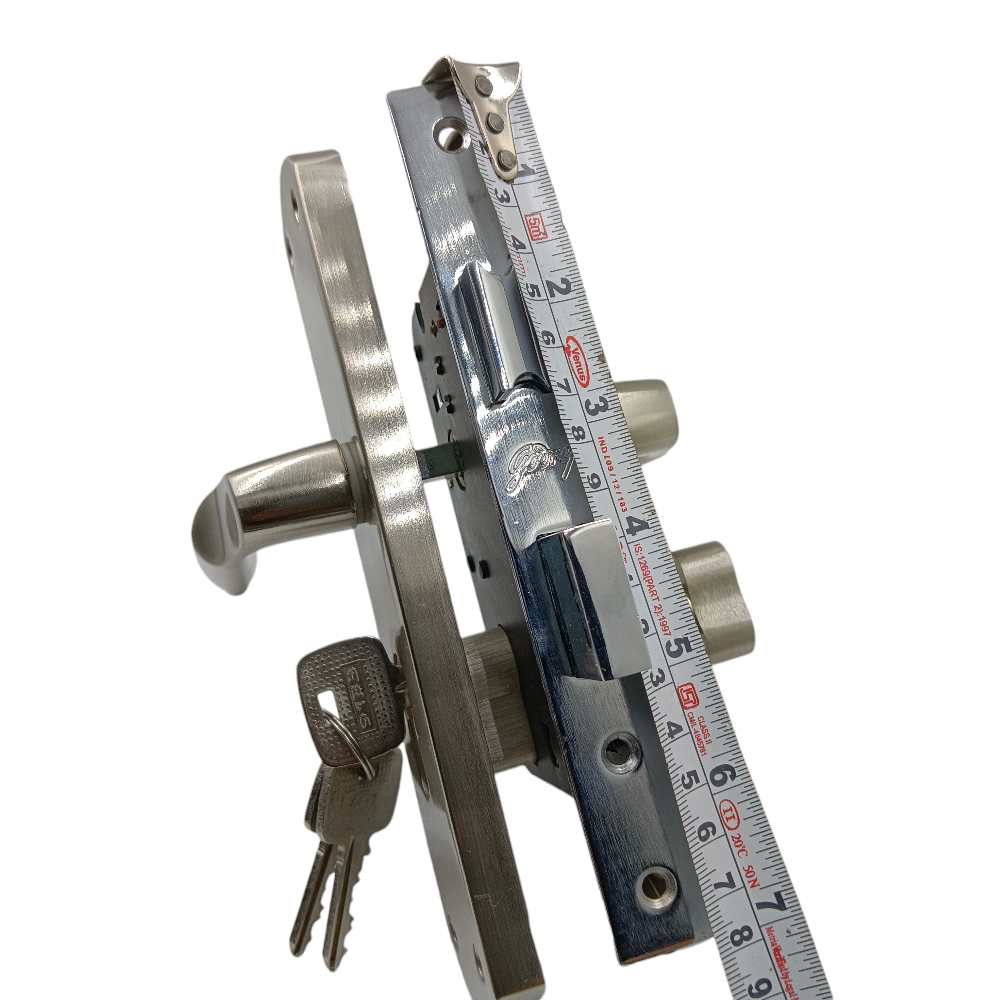 Godrej cylindrical Mortise lock 7750 satin finish door handle with lock set  175mm 1 years warrenty ultra key (2320)