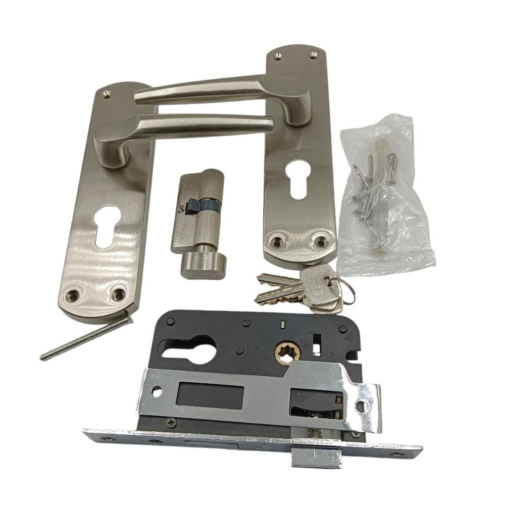 Godrej cylindrical Mortise lock 7750 satin finish door handle with lock set  175mm 1 years warrenty ultra key (2320)