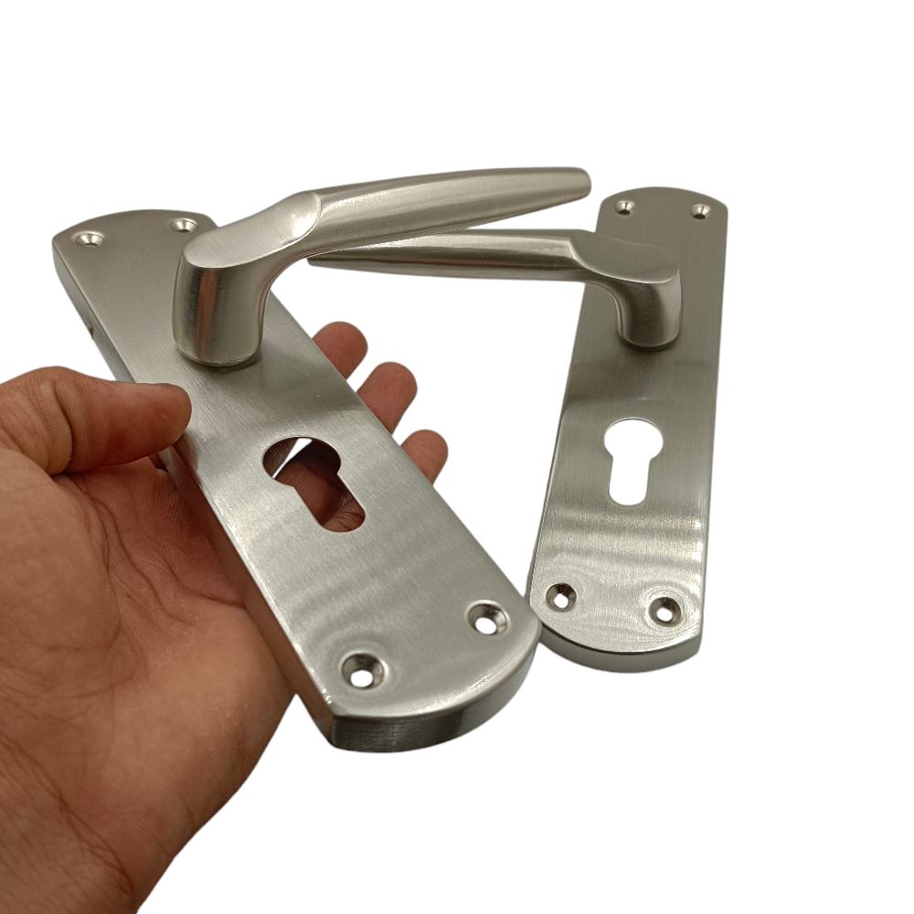 Godrej cylindrical Mortise lock 7750 satin finish door handle with lock set  175mm 1 years warrenty ultra key (2320)