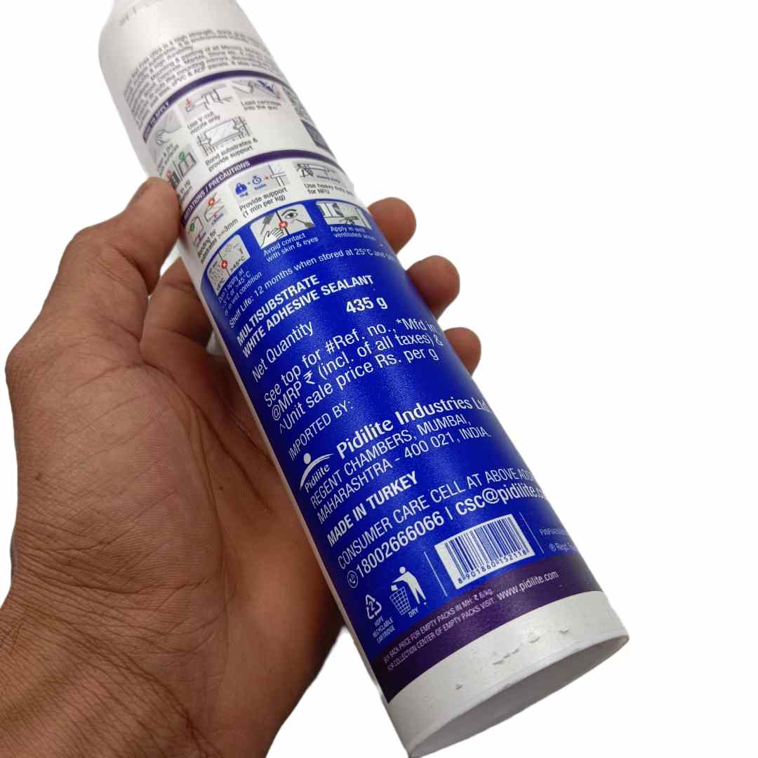 Fevicol nail free ultra no nails gum construction adhesive for bonding building materials,mirror,acp,concrete,ceramic tiles etc pidilite 435gm (2336)