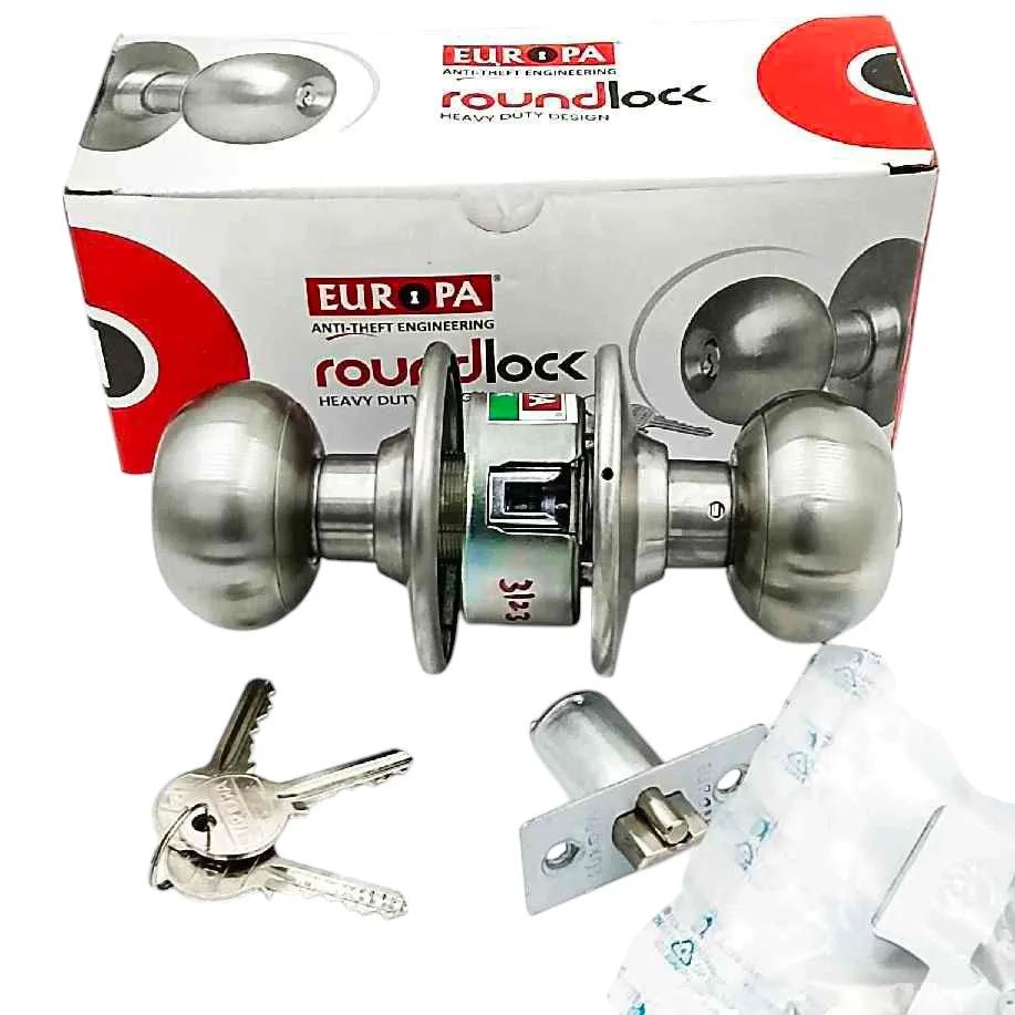 Europa Cylindrical lock R150SS steel finish for bedroom 7 years warenty (1030)