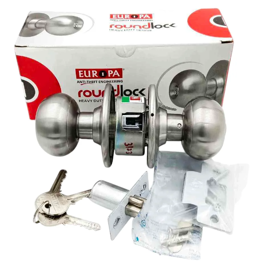 Europa Cylindrical lock R150SS steel finish for bedroom 7 years warenty (1030)