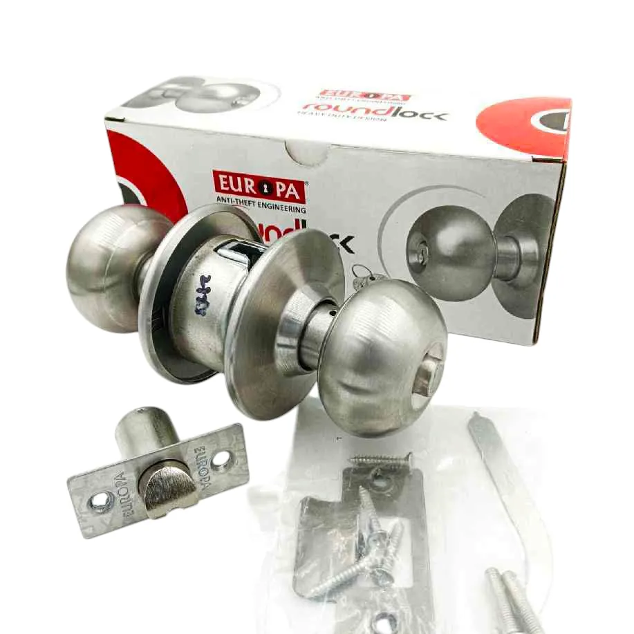 Cylindrical lock Europa R050SS steel finish for bathroom door 7 years warrenty(1032)