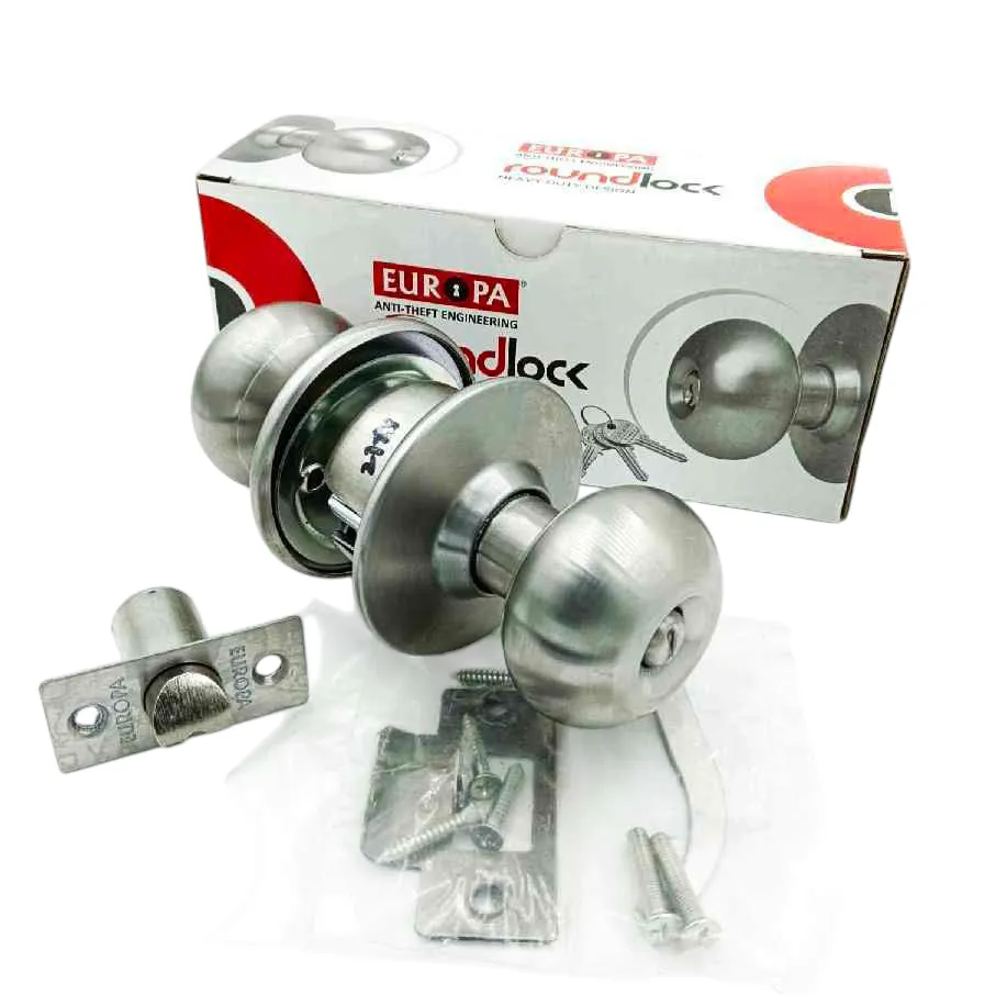 Cylindrical lock Europa R050SS steel finish for bathroom door 7 years warrenty(1032)