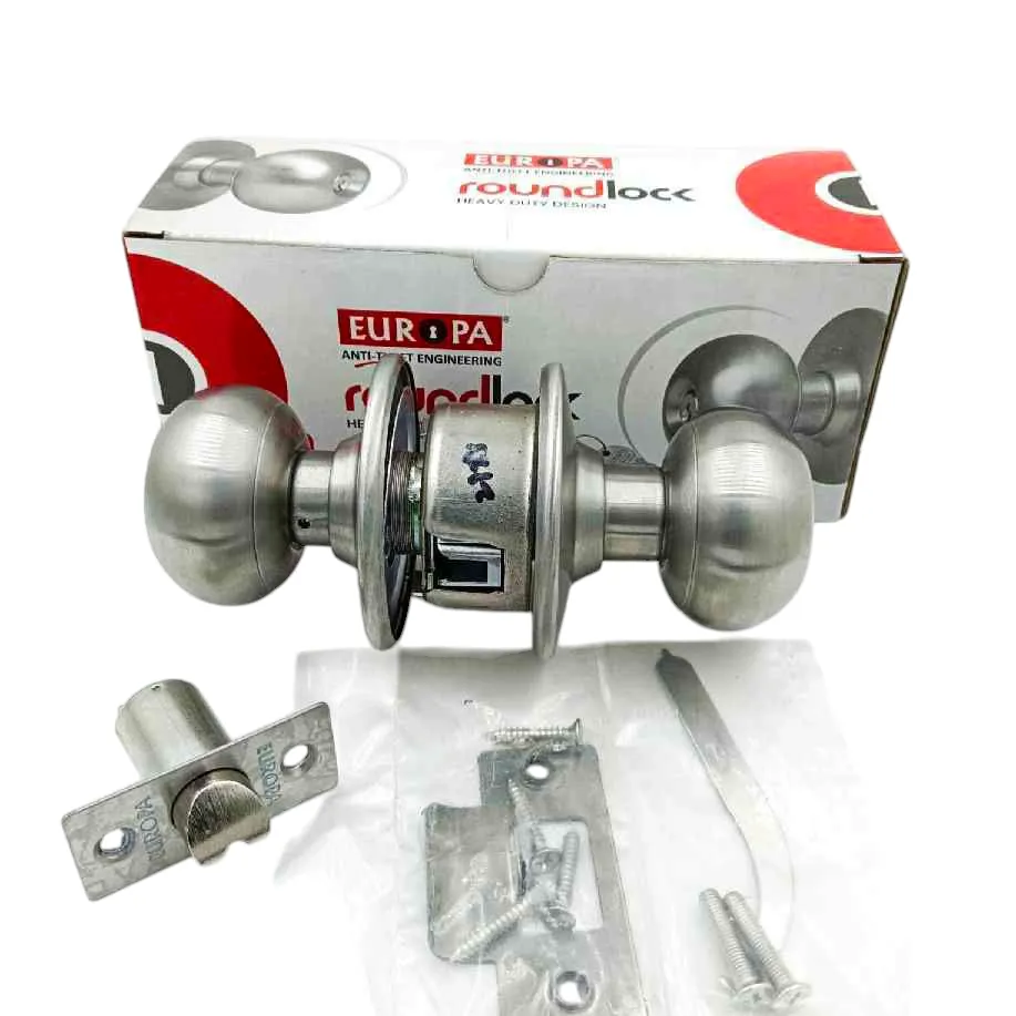 Cylindrical lock Europa R050SS steel finish for bathroom door 7 years warrenty(1032)