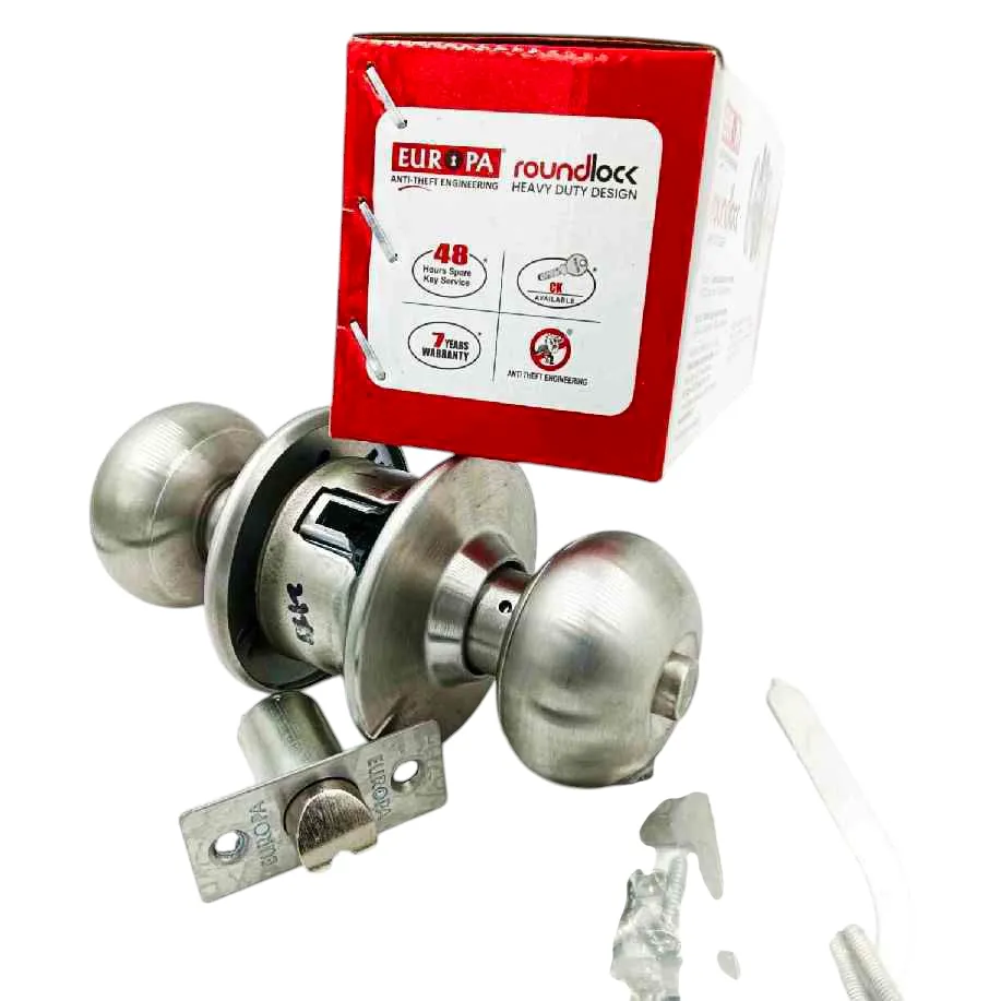 Cylindrical lock Europa R050SS steel finish for bathroom door 7 years warrenty(1032)