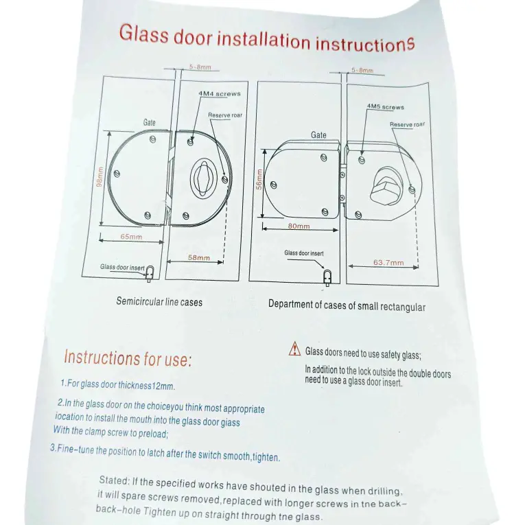 Double Glass Door Lock Key and Knob | Glass-to-Glass Door Lock for 8mm–12mm Glass | Stainless Steel | 1-Year Warranty (1102)