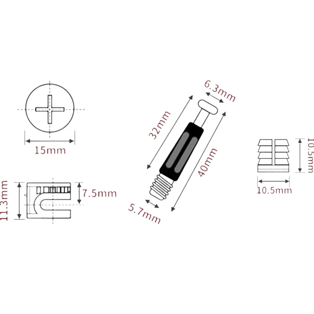 Mini fix fastener furniture connection screw Furniture Board Cam Fitting Pre-Inserted Nut, Cam Lock Nuts for Cabinet Drawer(1111)