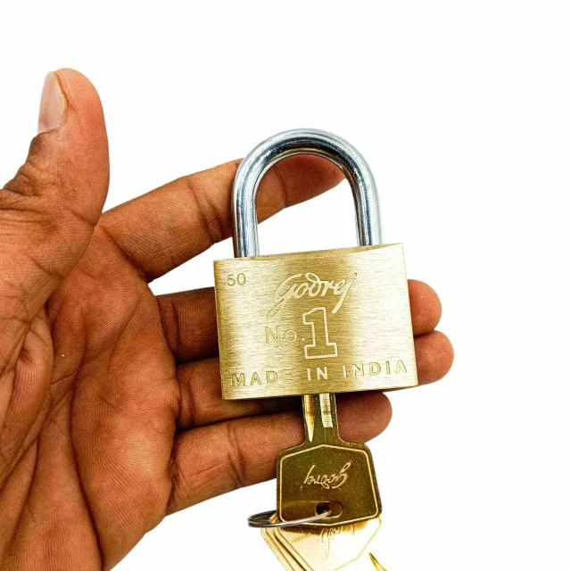 Godrej padlock solid brass 2775 1years warrenty 3keys press type (1382)