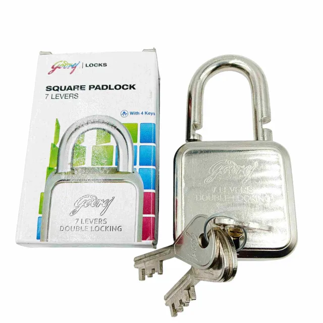 Godrej square padlock 8153 stainless steel body 4keys (65mm)1 year warranty (1351)